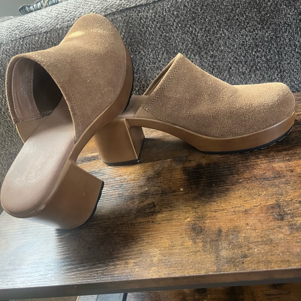 Brown Suede Clogs - image 3